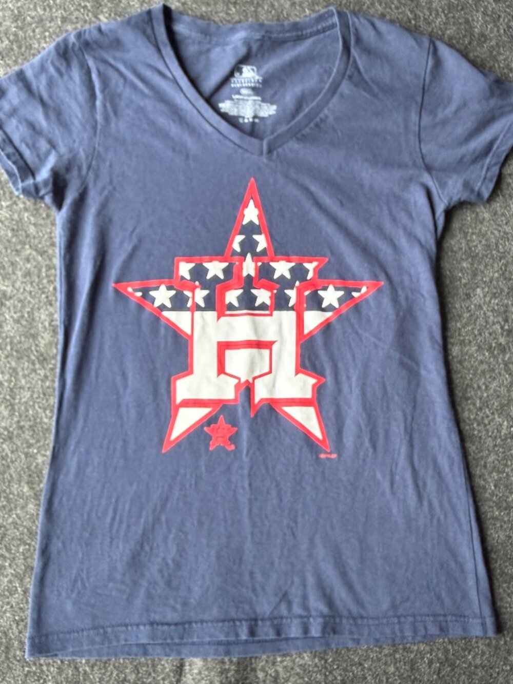 Houston Astros Fanatics Women’s Small Navy Patriotic V-Neck T-Shirt
